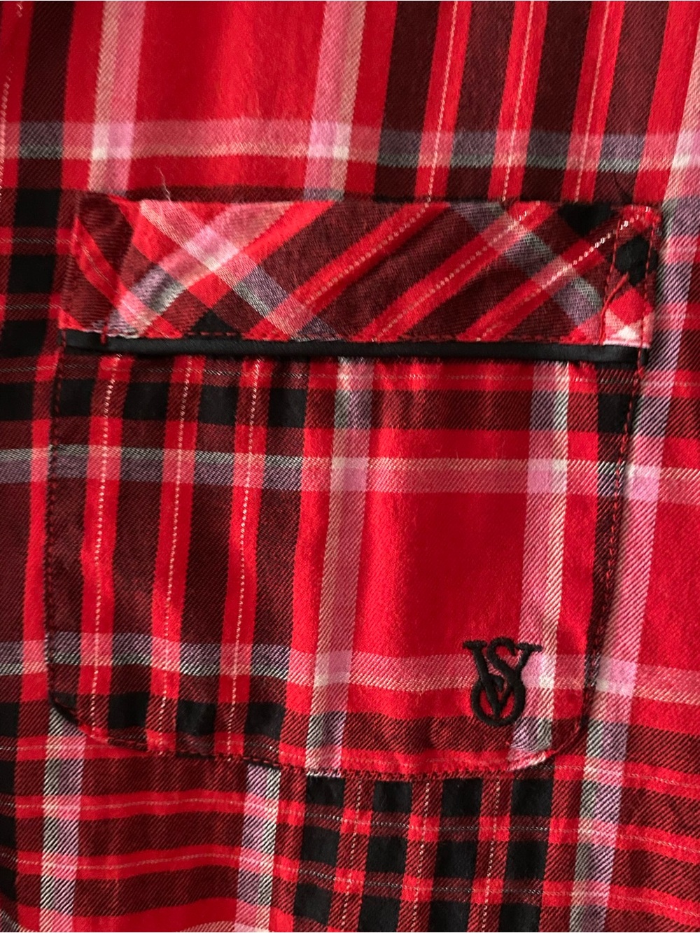 Victoria’s Secret Women’s Pajama Set 2 Piece Red&Black Plaid Gold Thread - Picture 6 of 16